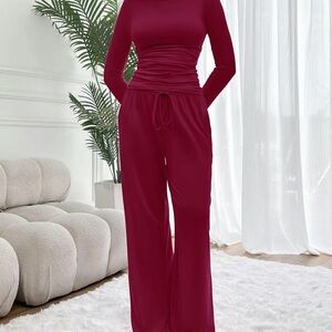 Women’s Wide-Leg Lounge Pants in Burgundy